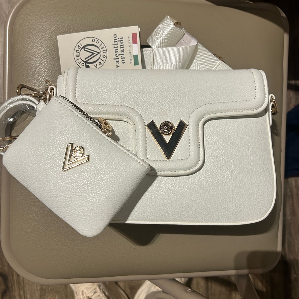 Valentino Orlandi White Crossbody Bag with Pouch